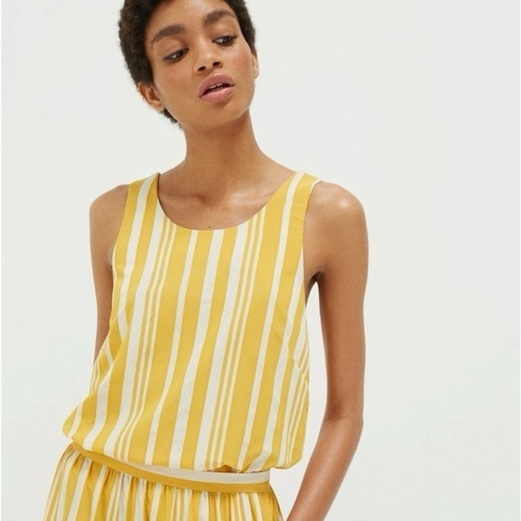 Chinti & Parker Striped Parasol Tie Back Buttercream & Ivory Sleeveless Top Sz 2 - Picture 2 of 16